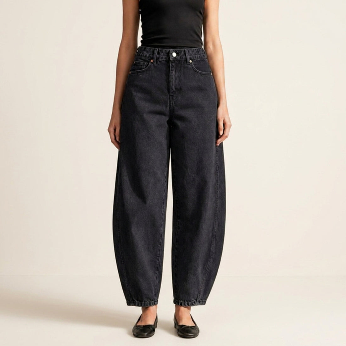 Jeans Barrel tiro alto negro