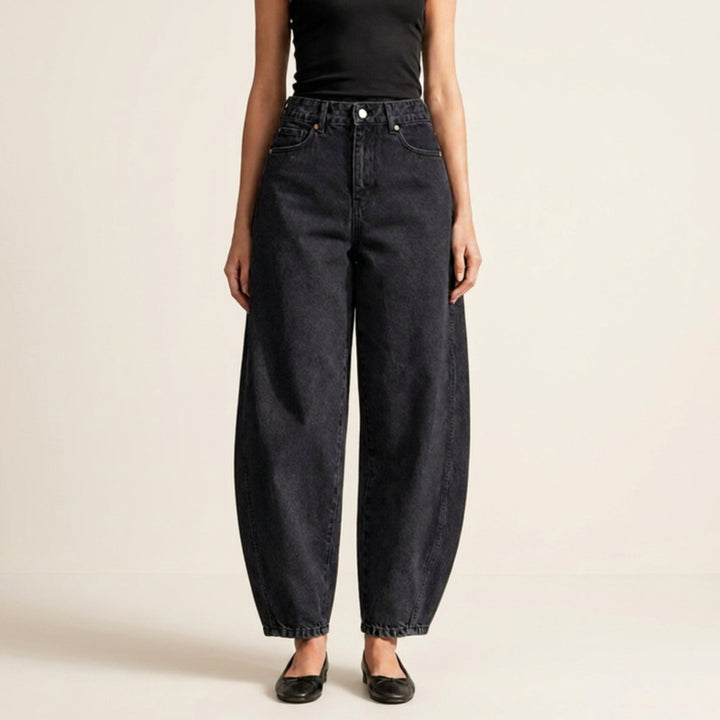 Jeans Barrel tiro alto negro