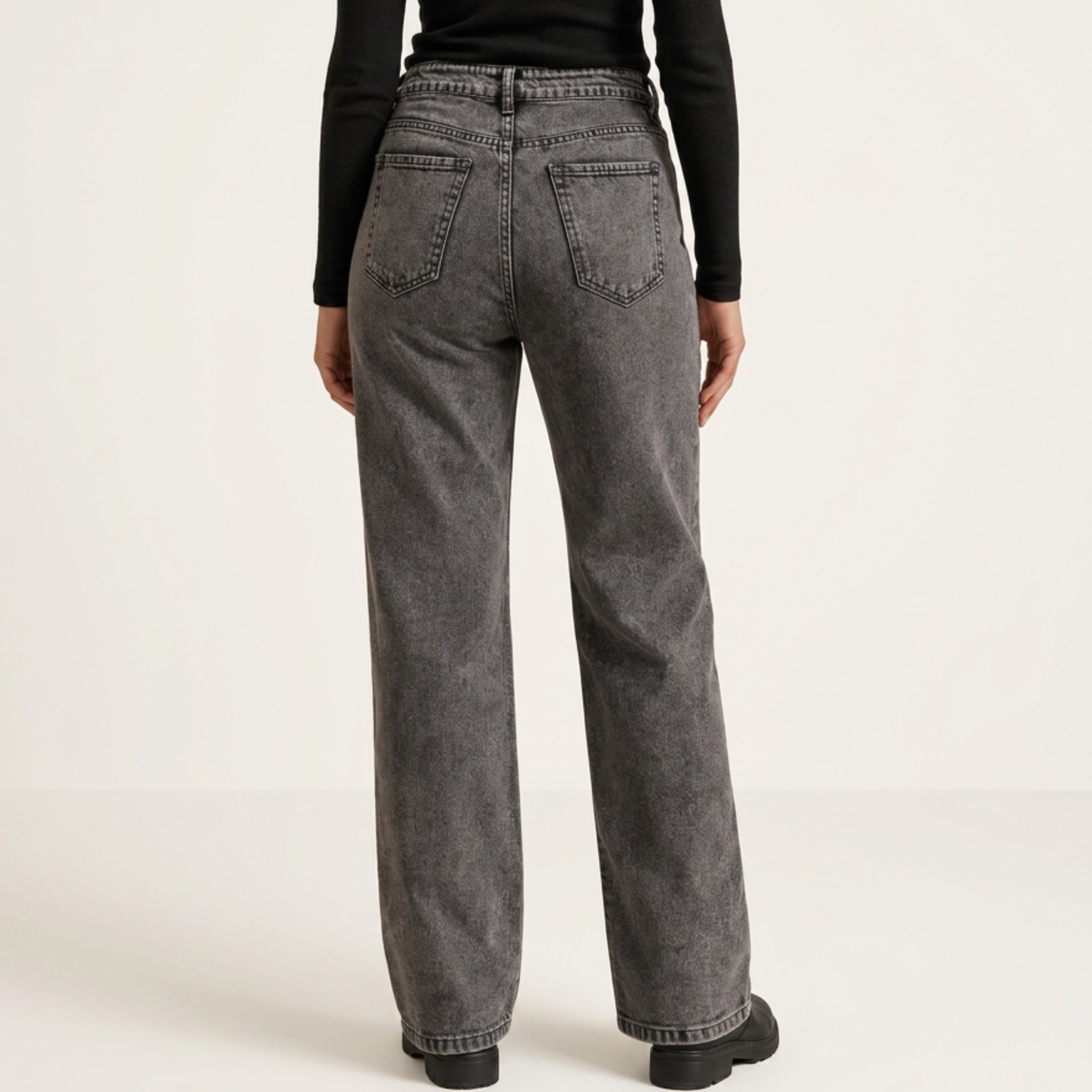 Jeans Wide Leg Stretch Gris