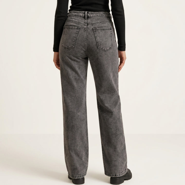 Jeans Wide Leg Stretch Gris