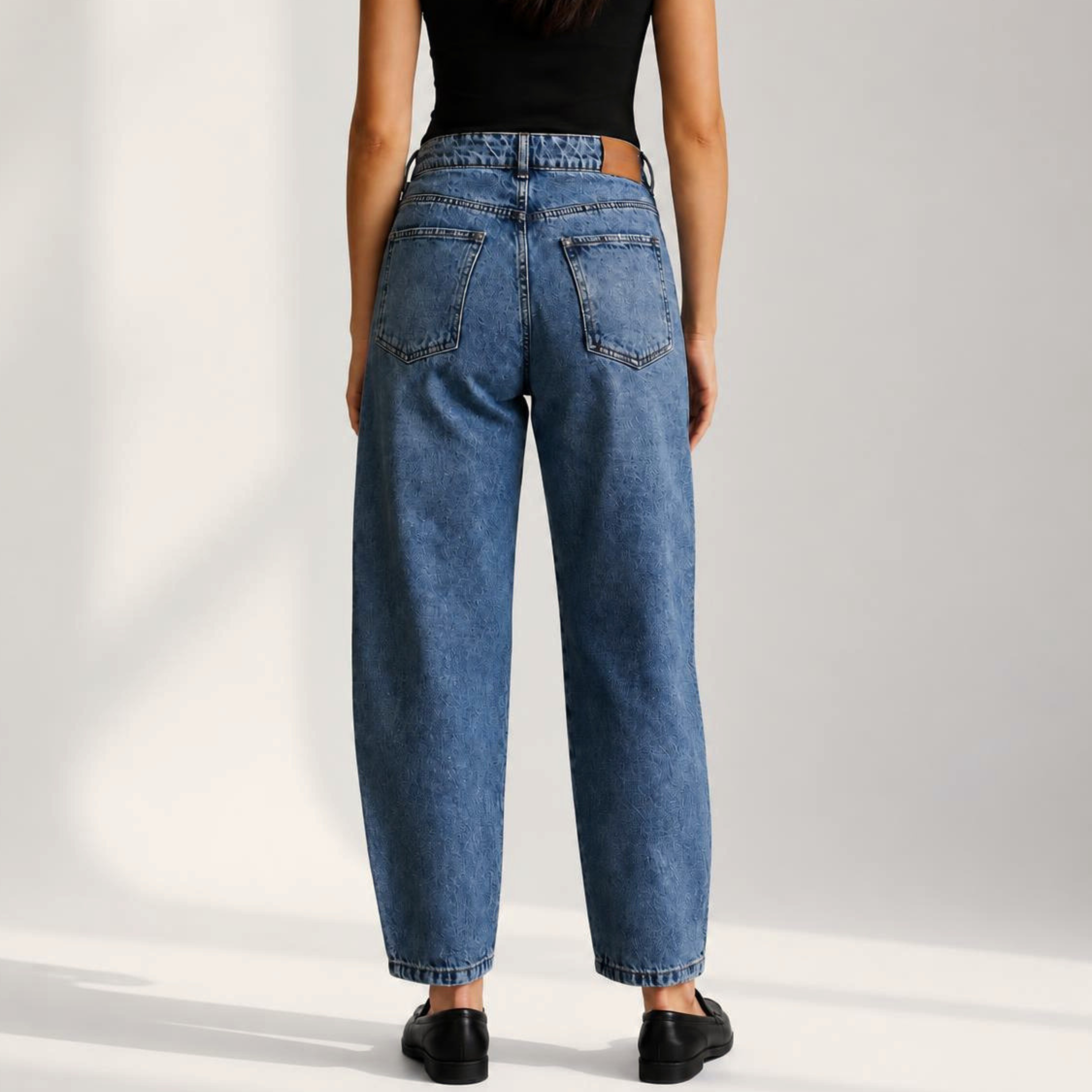 Jeans Barrel tiro alto azul