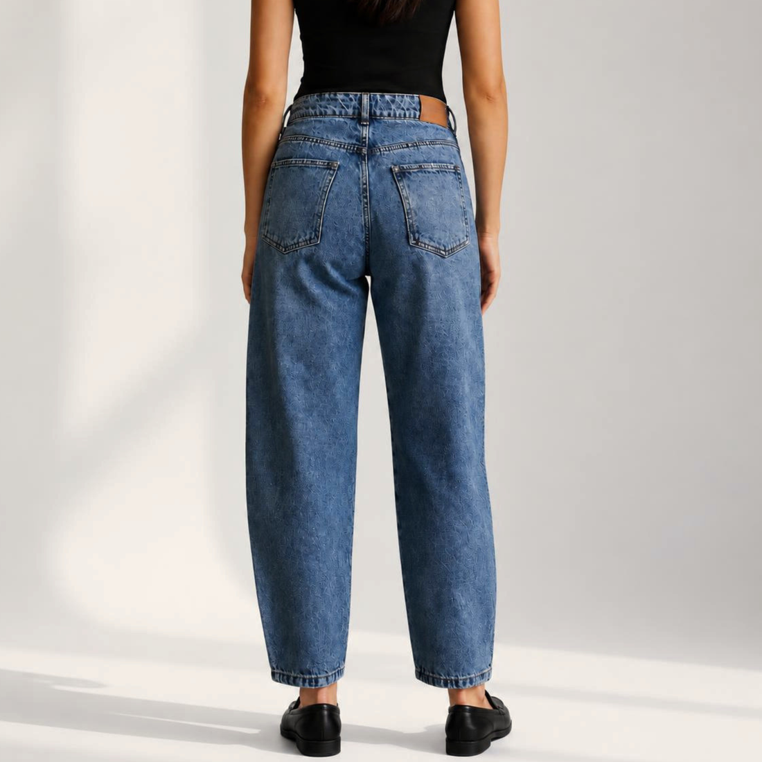 Jeans Barrel tiro alto azul