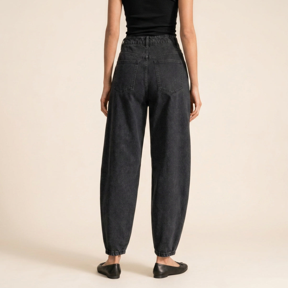 Jeans Barrel tiro alto negro