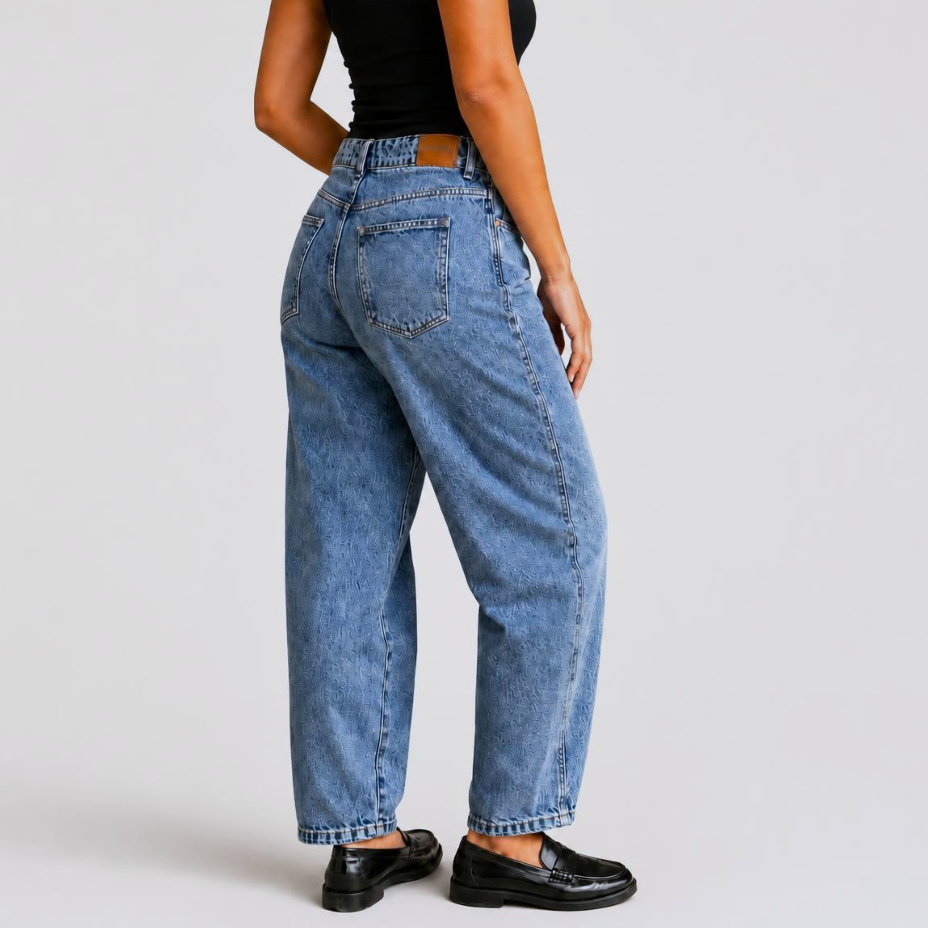 Jeans Barrel tiro alto azul