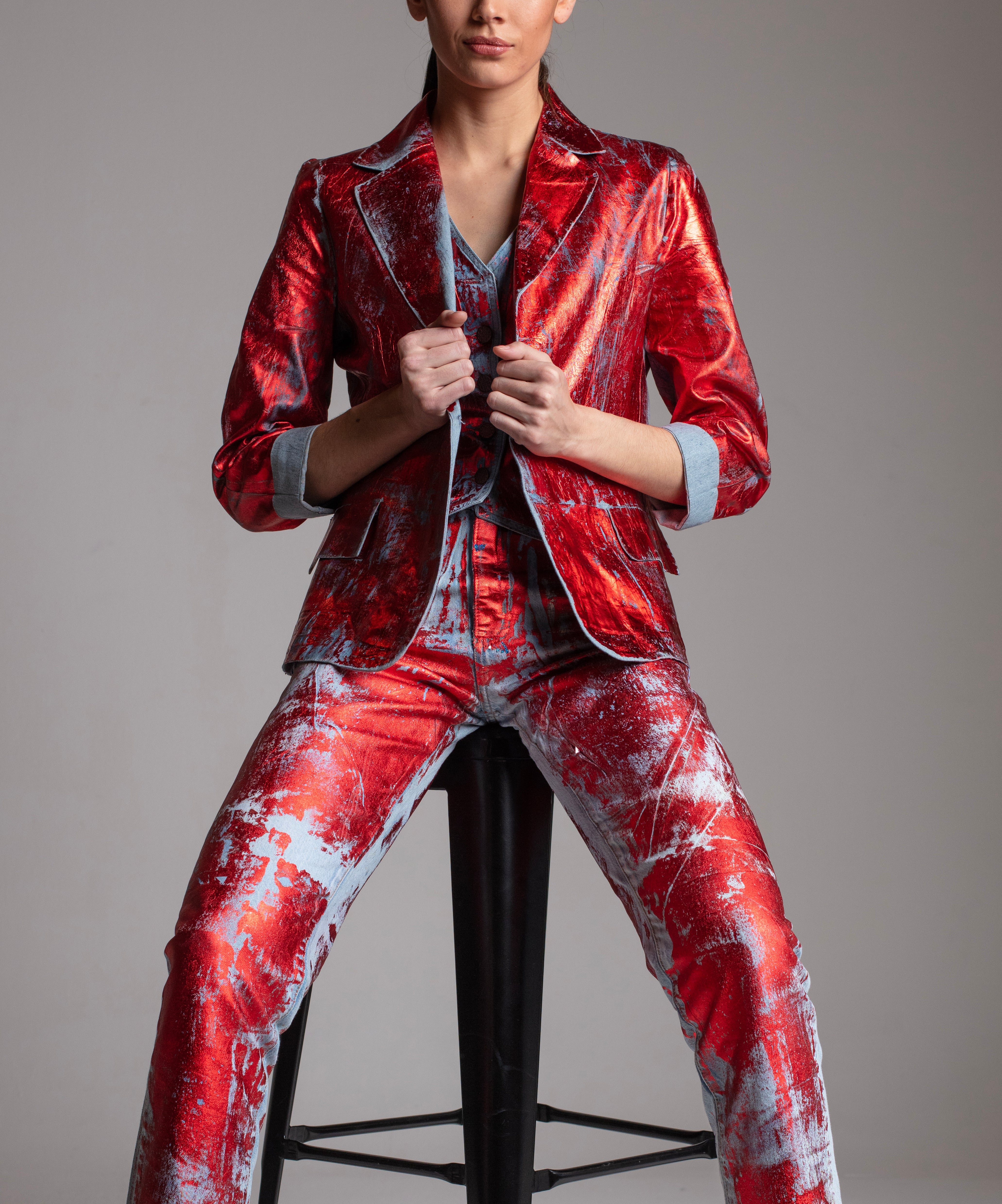 Bleazer Traje Twig Celeste Folia Roja