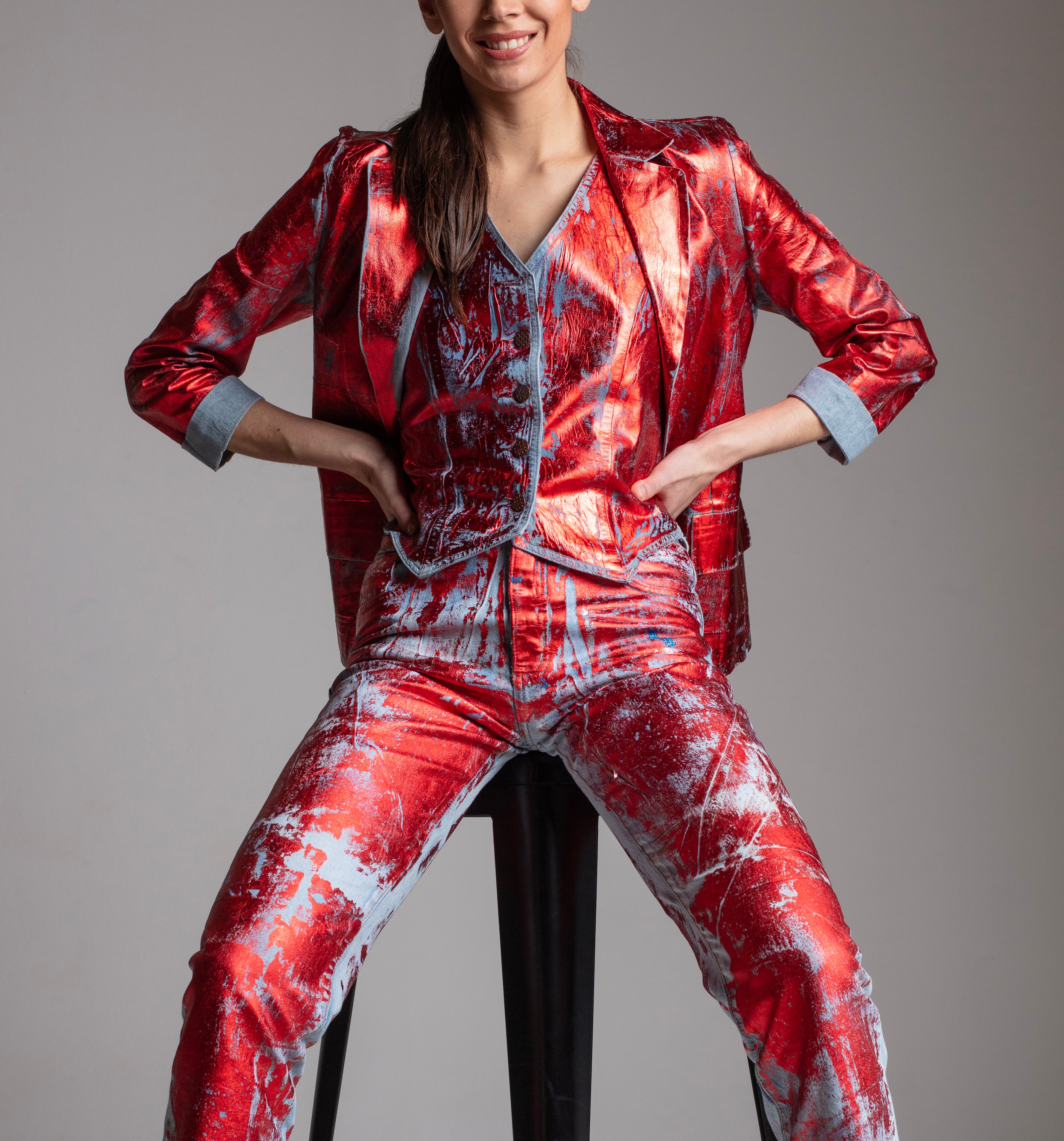 Bleazer Traje Twig Celeste Folia Roja