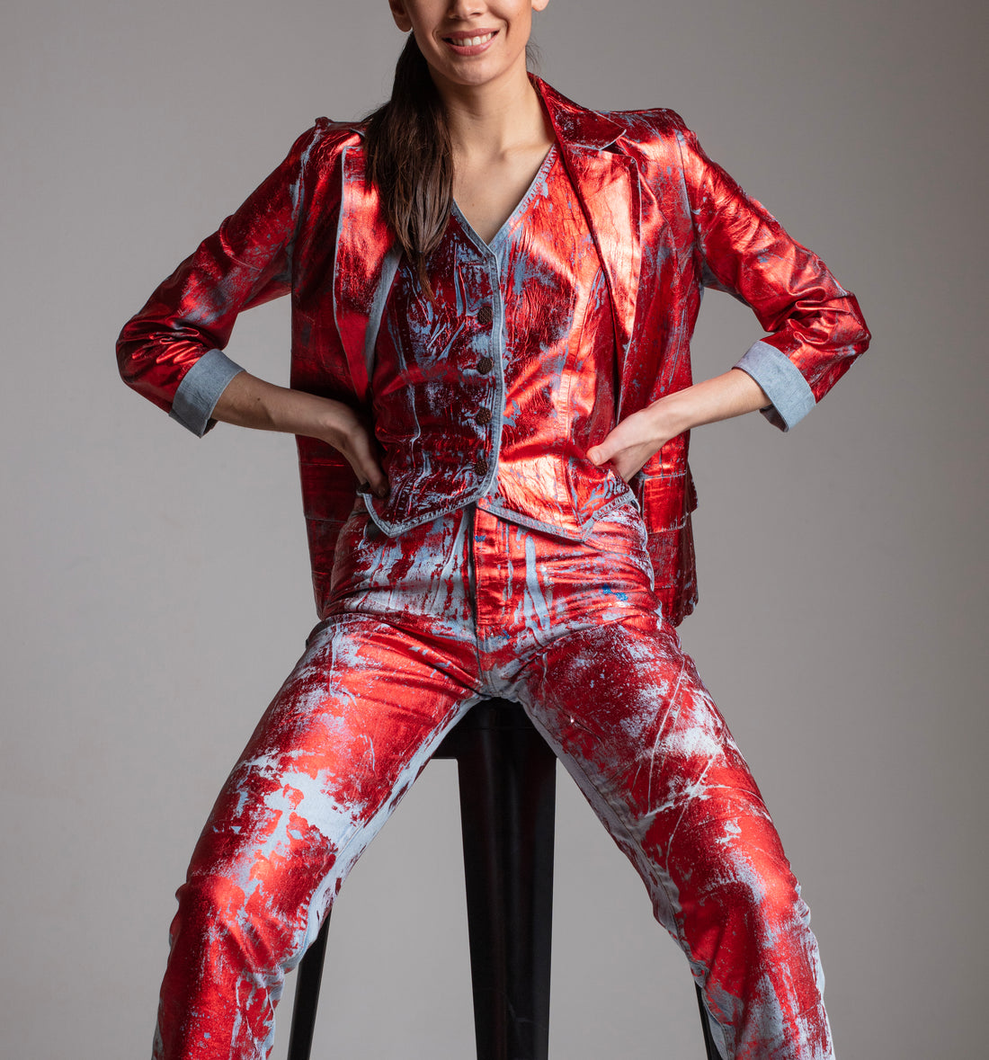 Bleazer Traje Twig Celeste Folia Roja