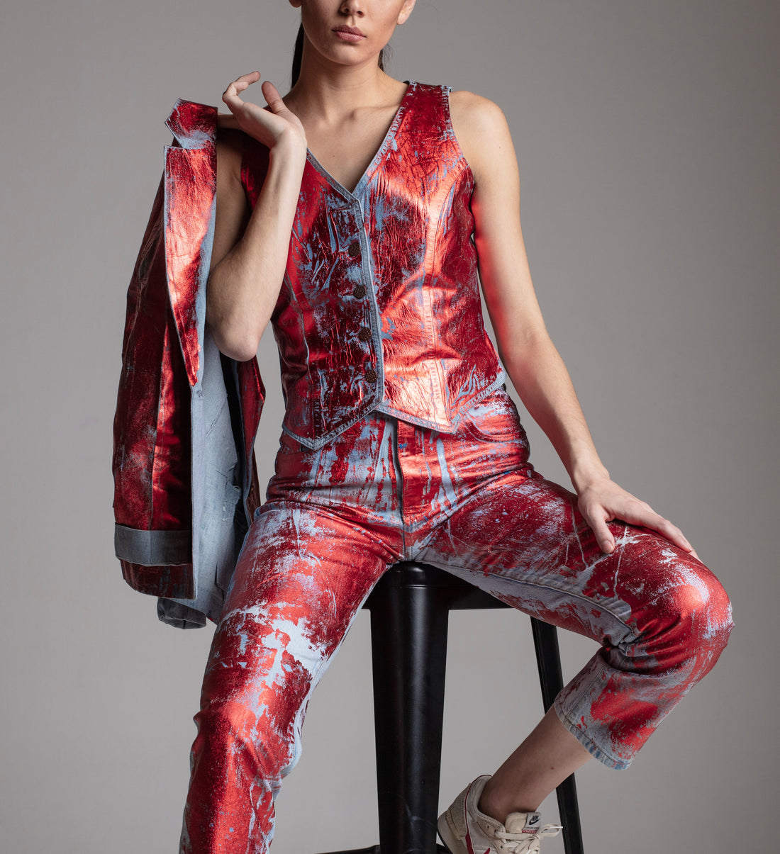 Chaleco Traje Twig Celeste Folia Roja