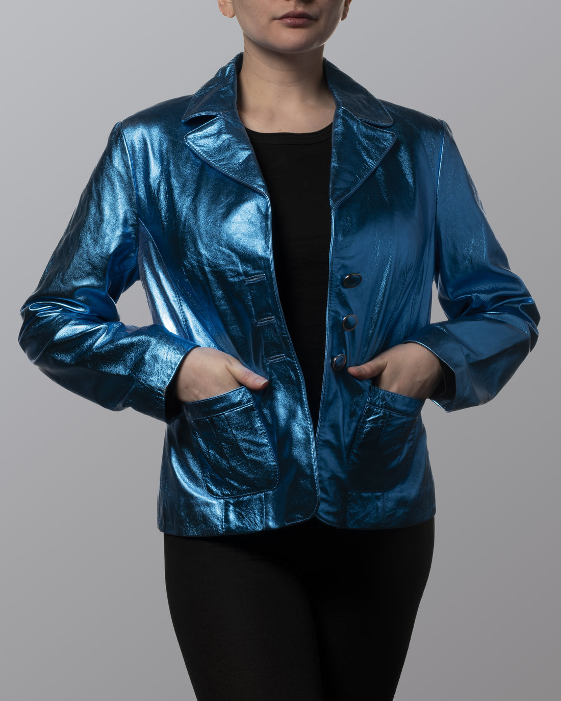 Bleazer azul cuero