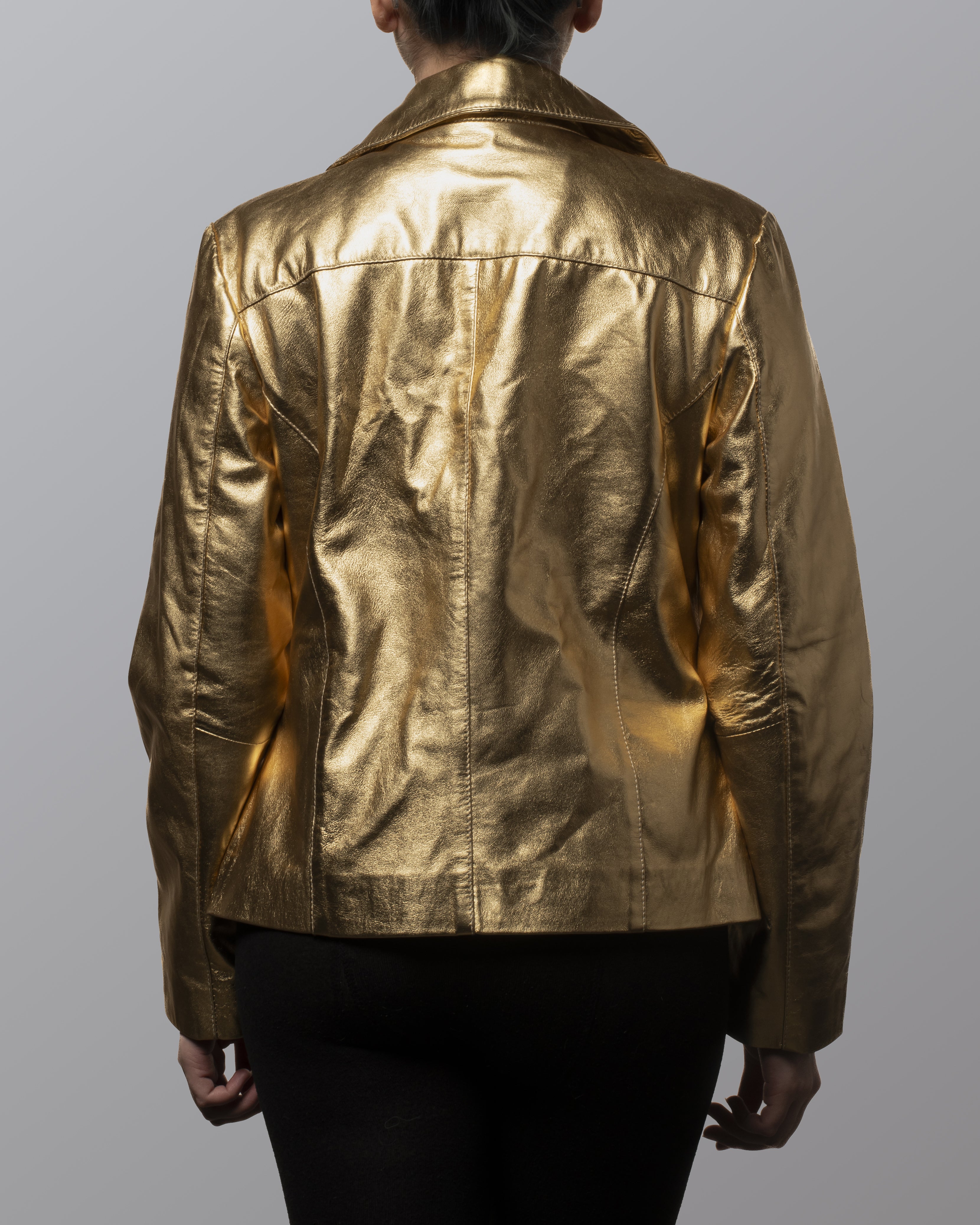 Bleazer dorado amarillo cuero