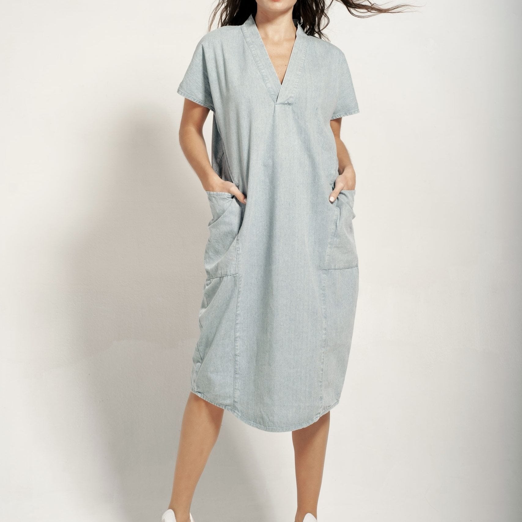 Vestido Globo Denim Celeste