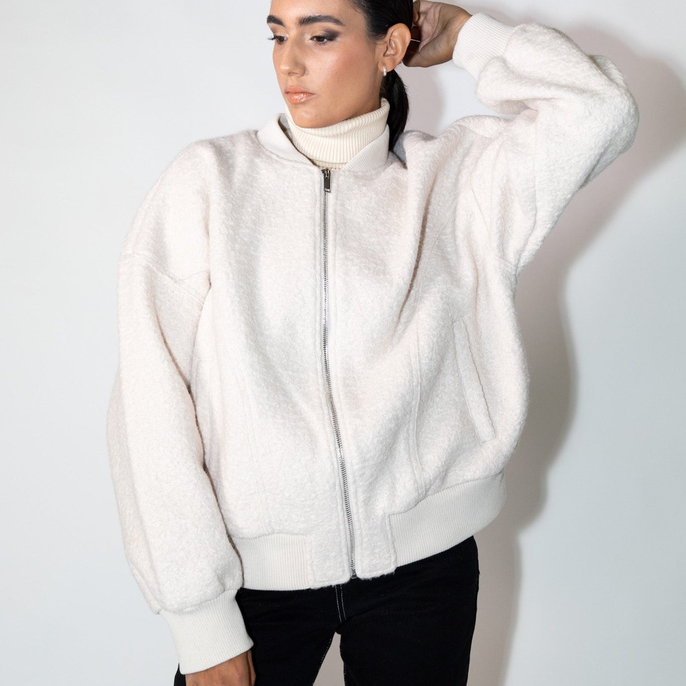 Chaqueta Bomber Paño Crudo