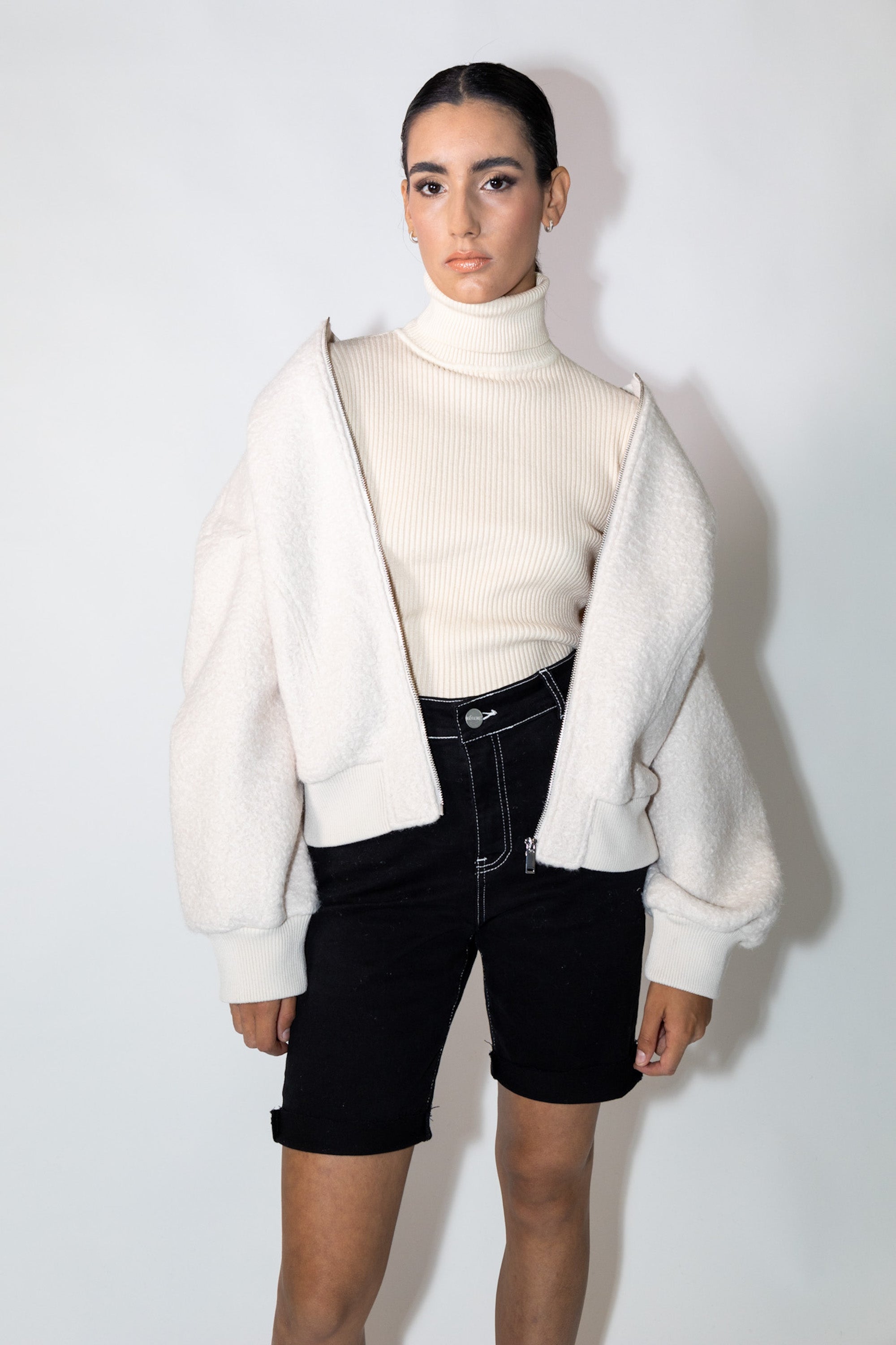 Chaqueta Bomber Paño Crudo