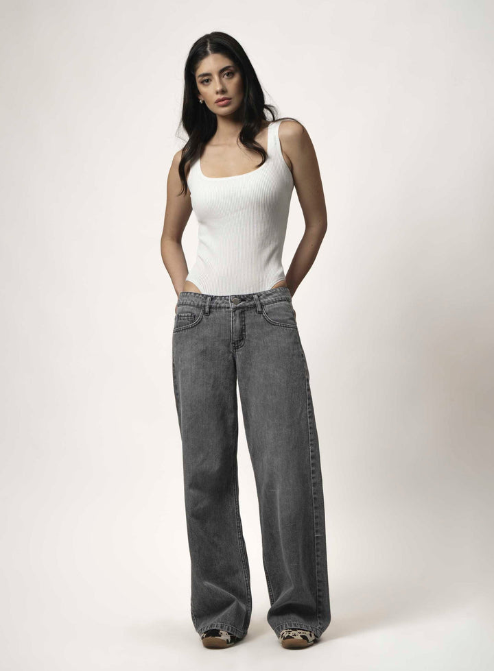 JEANS TIRO BAJO GRIS NOLITA