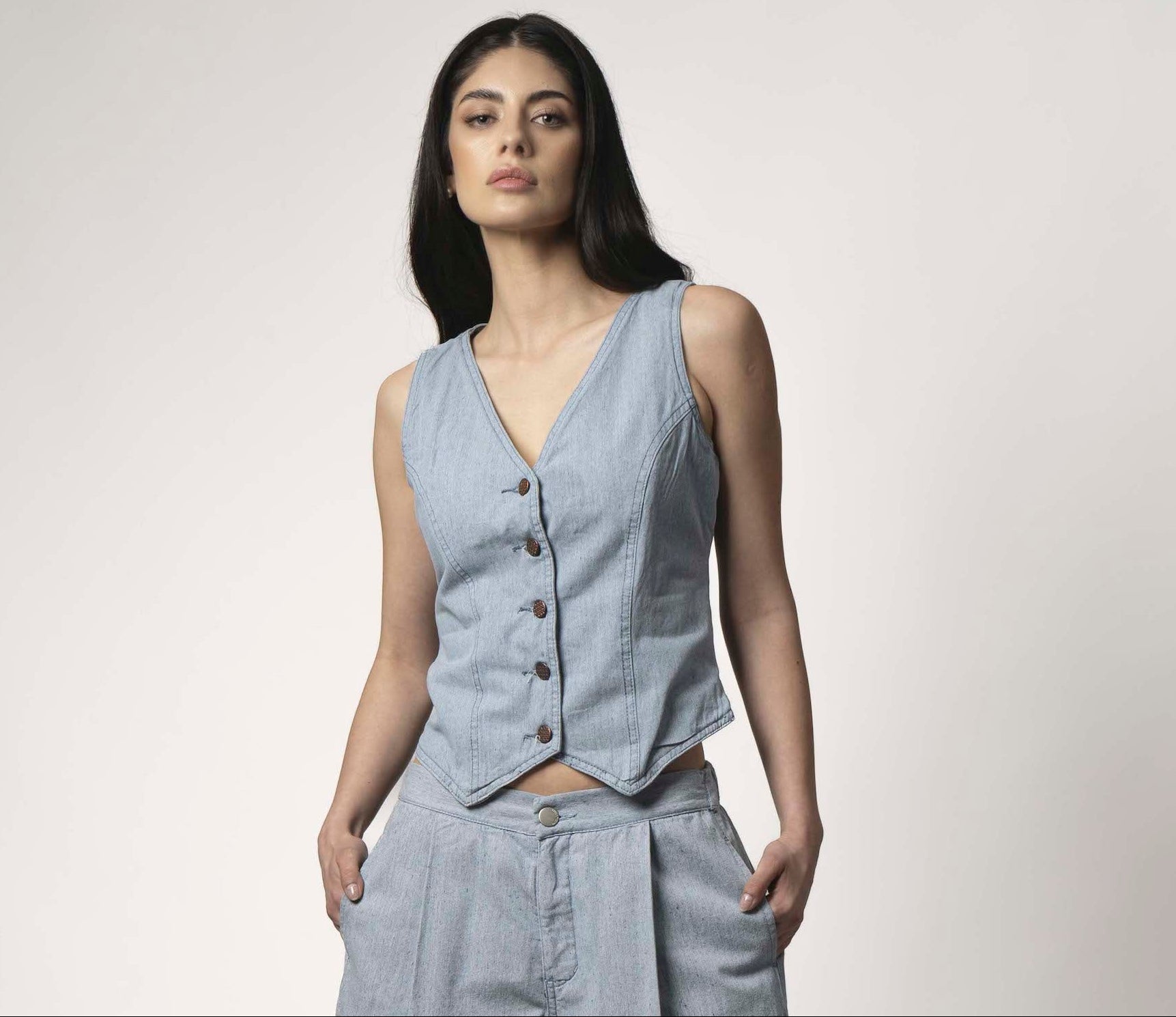 Chaleco Traje Twig Celeste