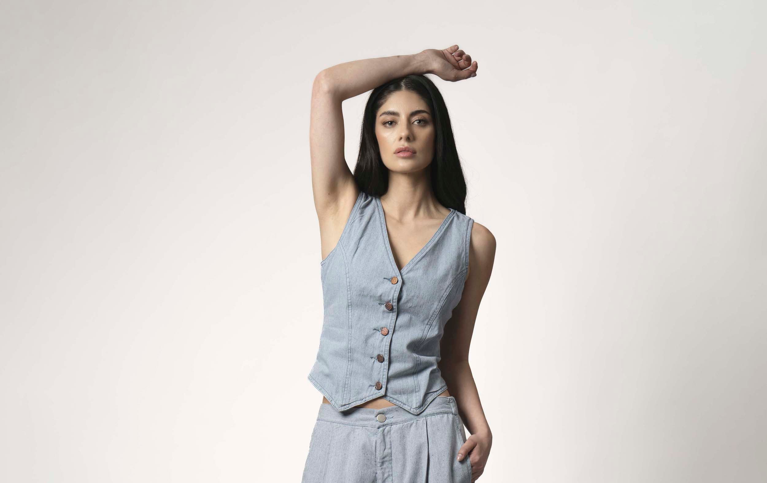 Chaleco Traje Twig Celeste