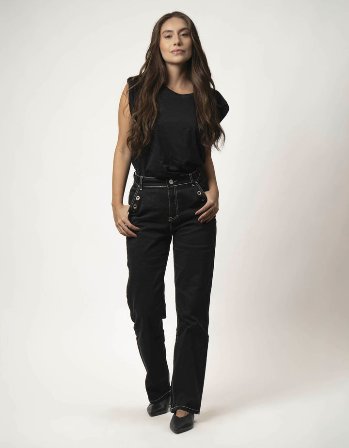 JEANS CARPINTERO OJETILLO NEGRO