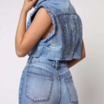 Chaqueta corta sin manga Metalizada Plata