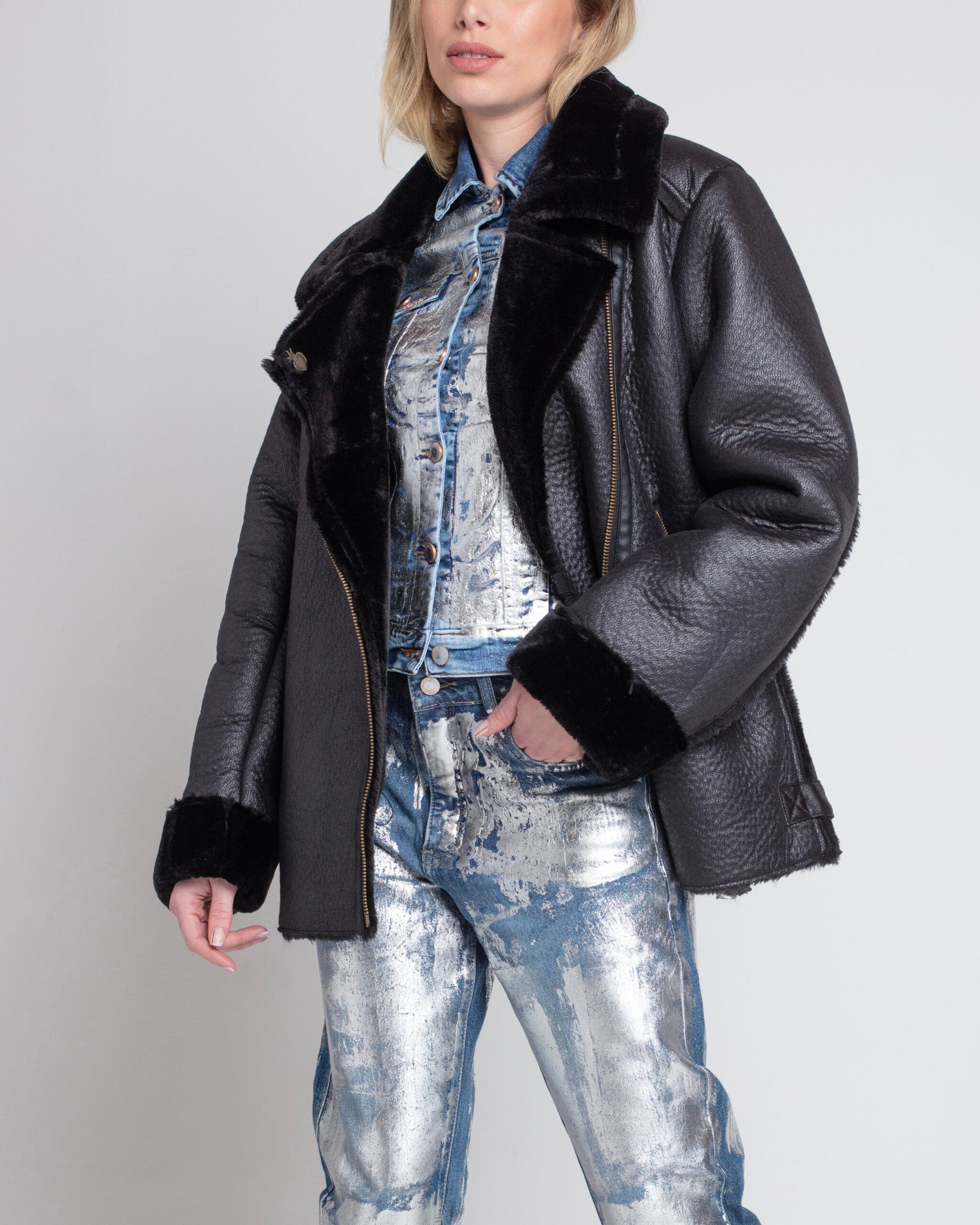 Chaqueta Aviadora Negro