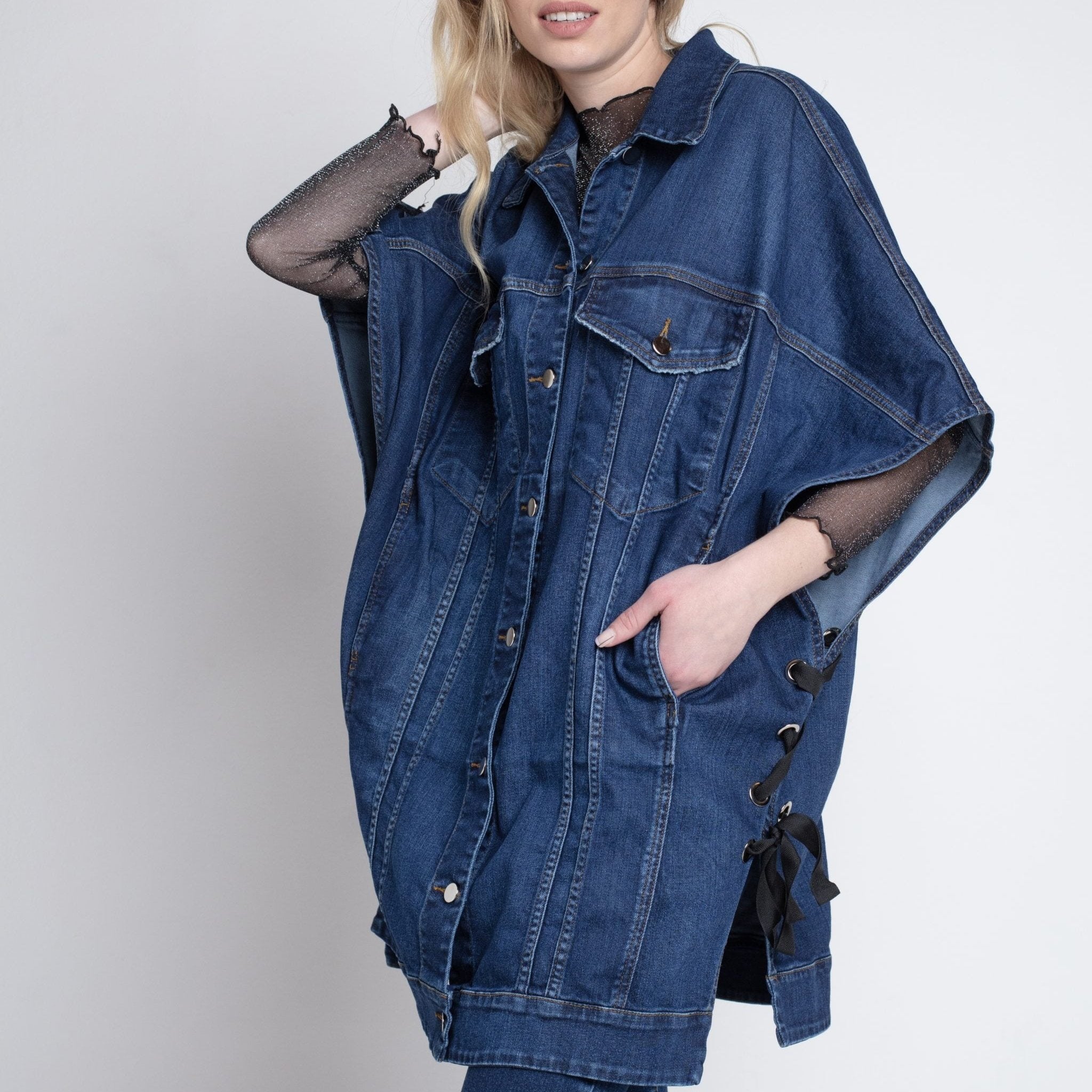 Chaqueta Capa Over Size Azul