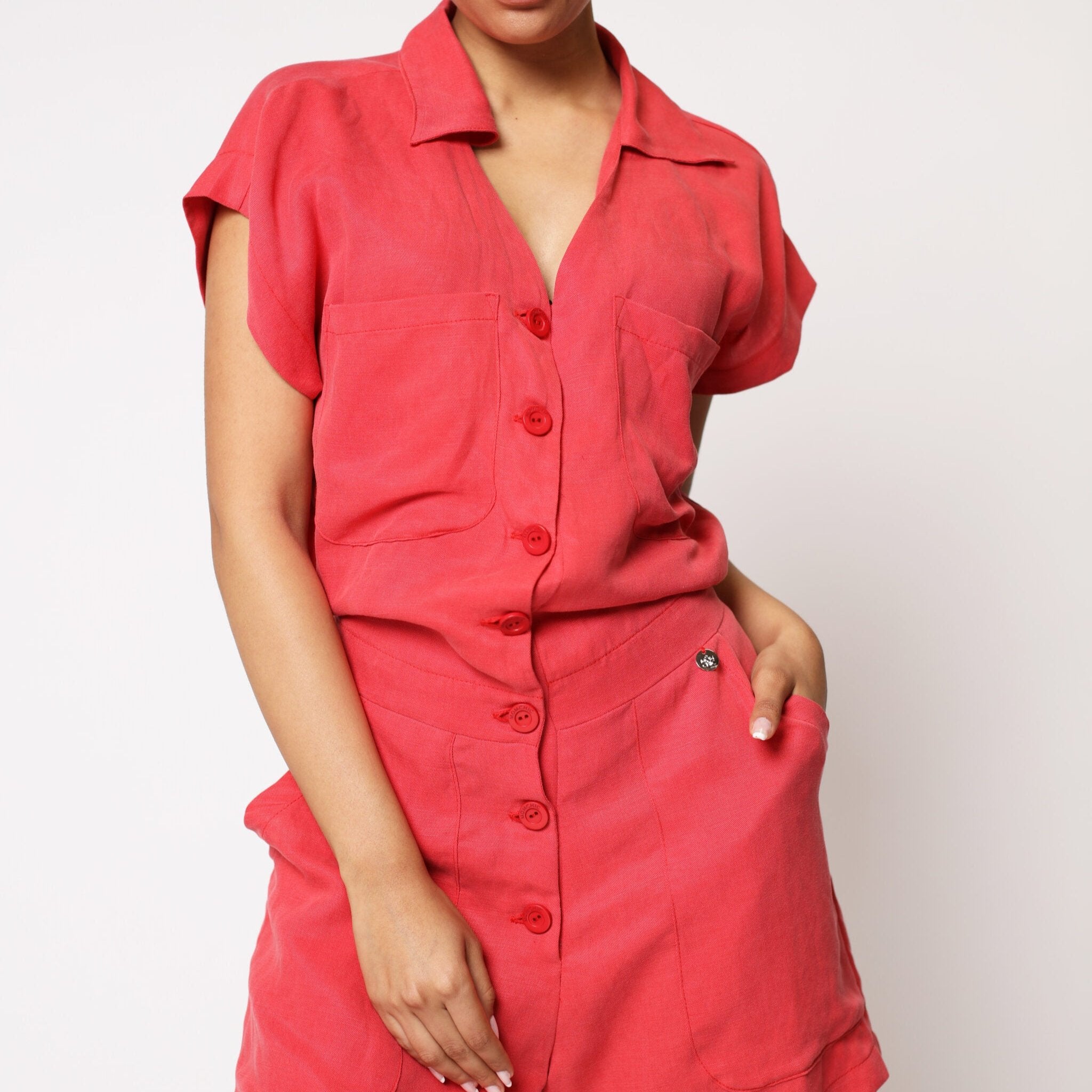 Enterito Corto lino sandia