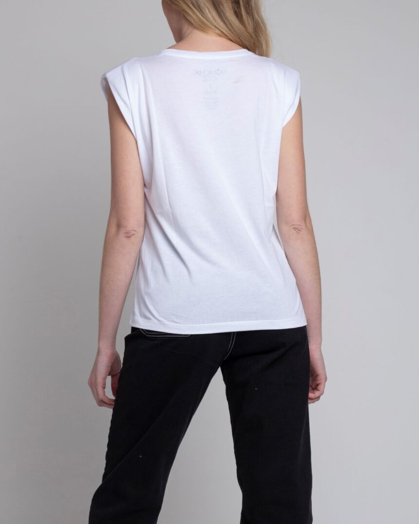 Polera Hombreras algodón pima blanca