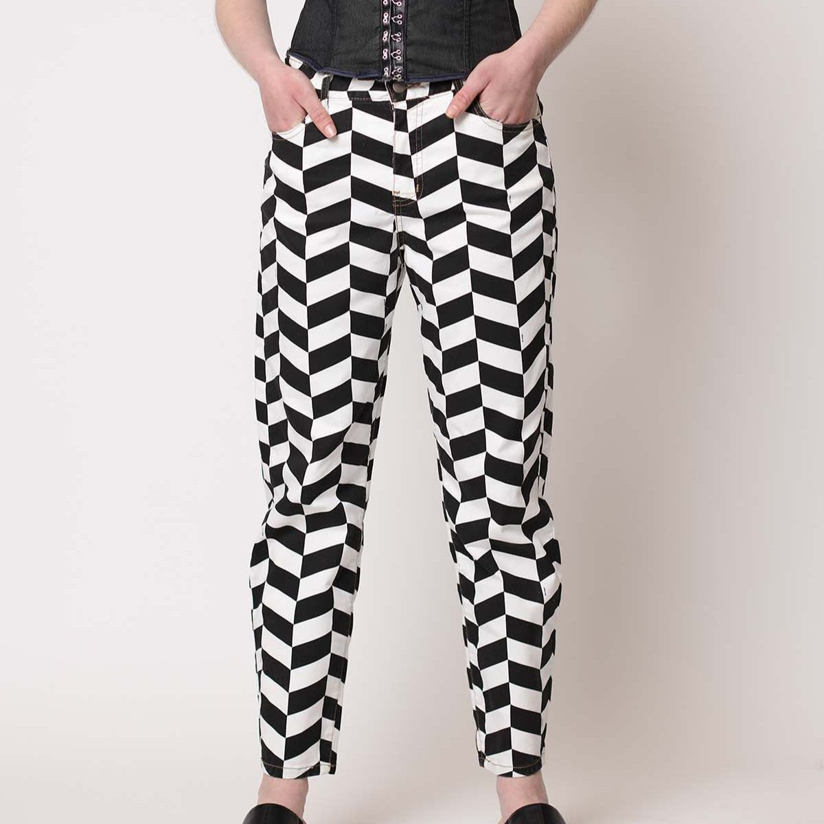 Jeans Mom Estampado Rombo