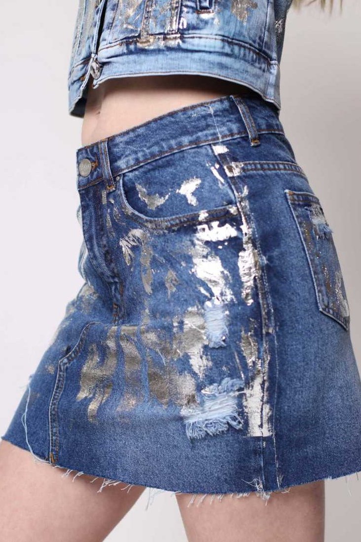 Mini Falda Raquel Metalizada Plata