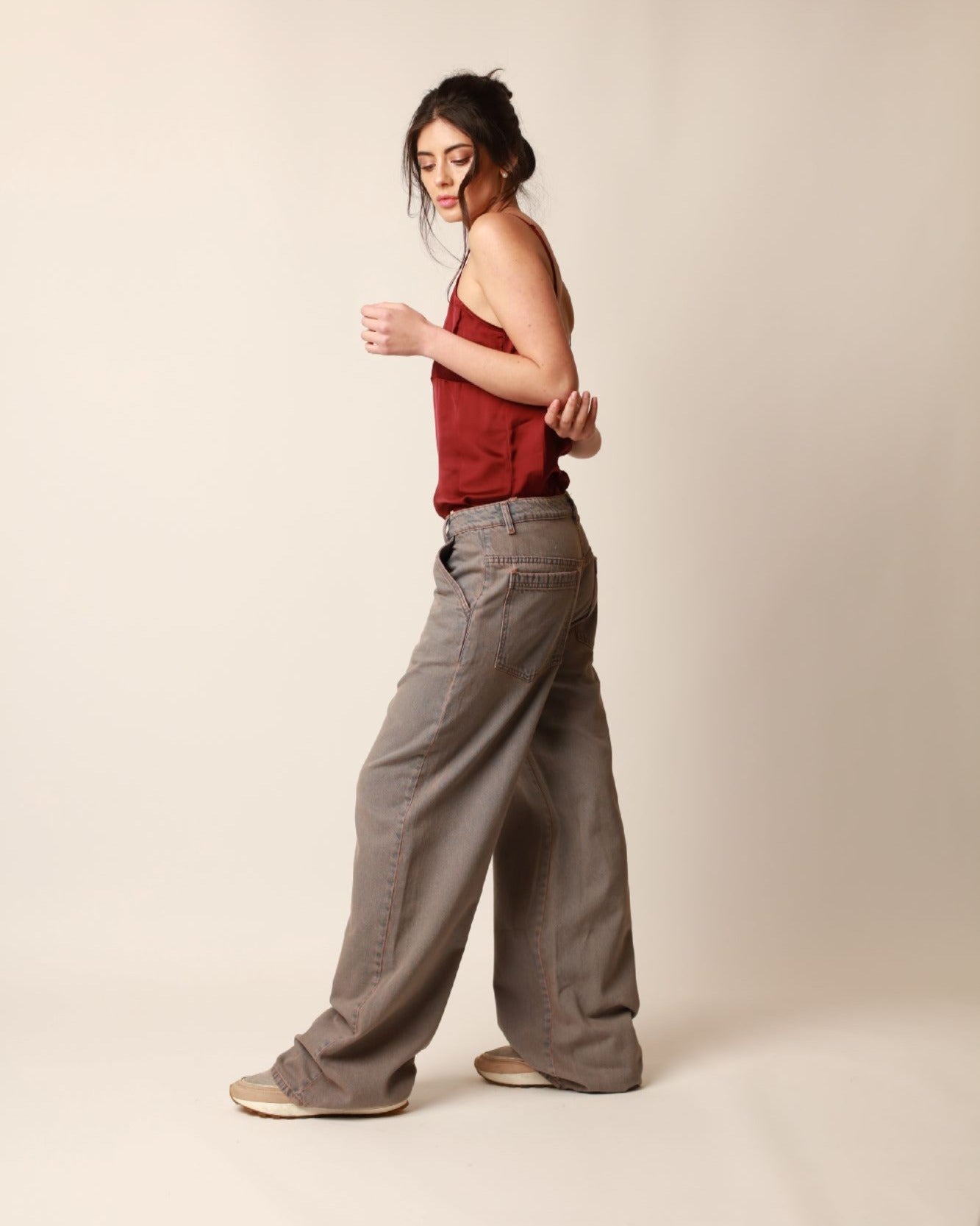 Jeans Miranda Extra Baggy contraste rosa