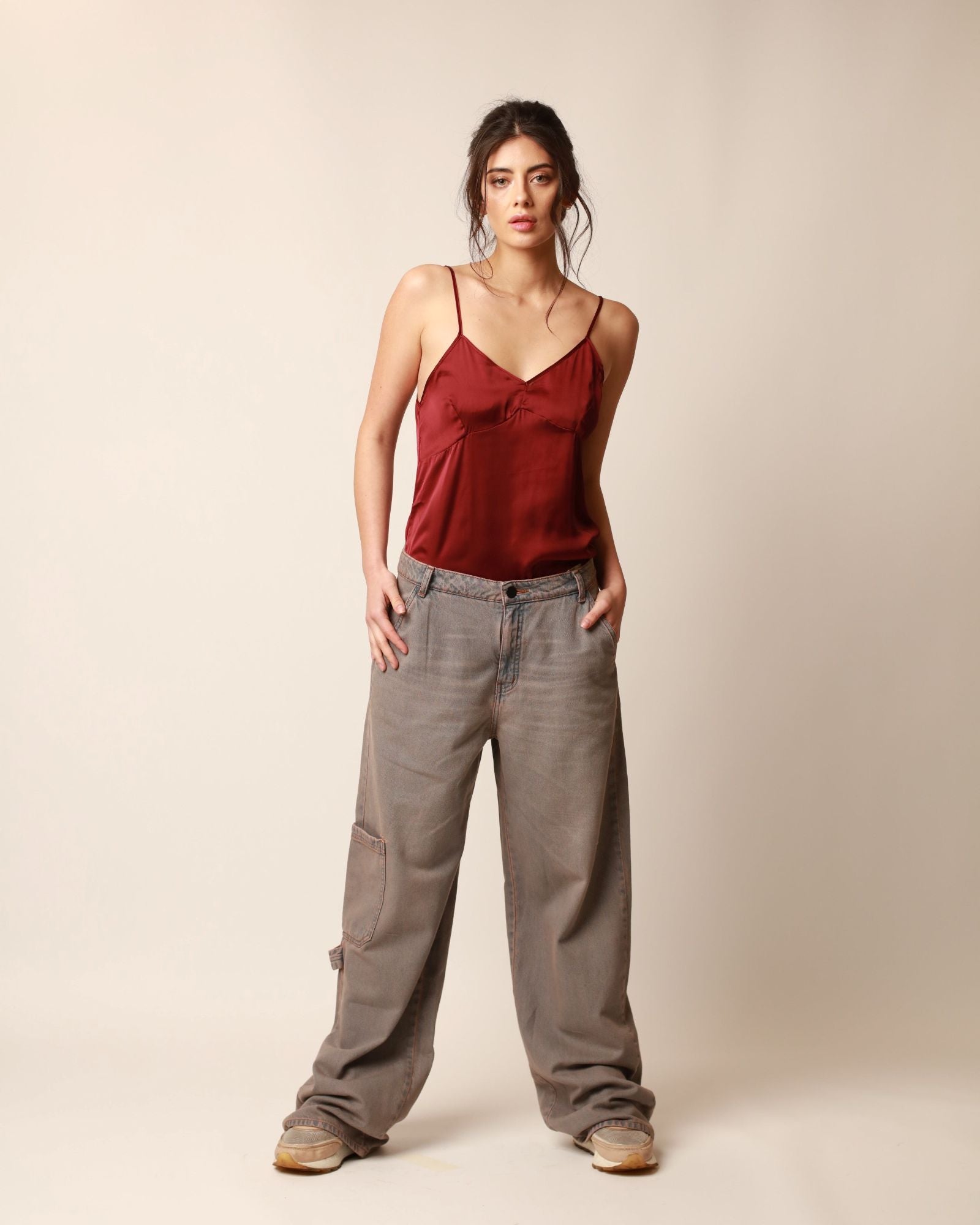 Jeans Miranda Extra Baggy contraste rosa