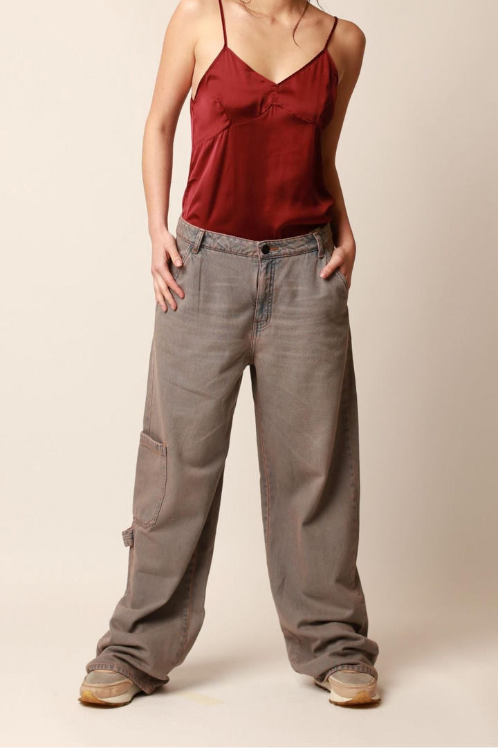 Jeans Miranda Extra Baggy contraste rosa