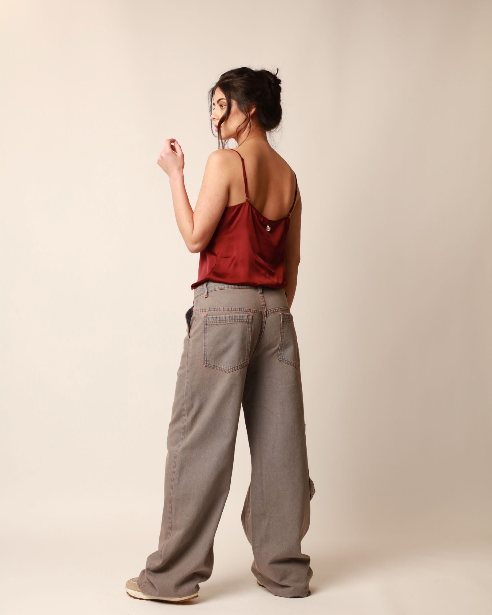 Jeans Miranda Extra Baggy contraste rosa