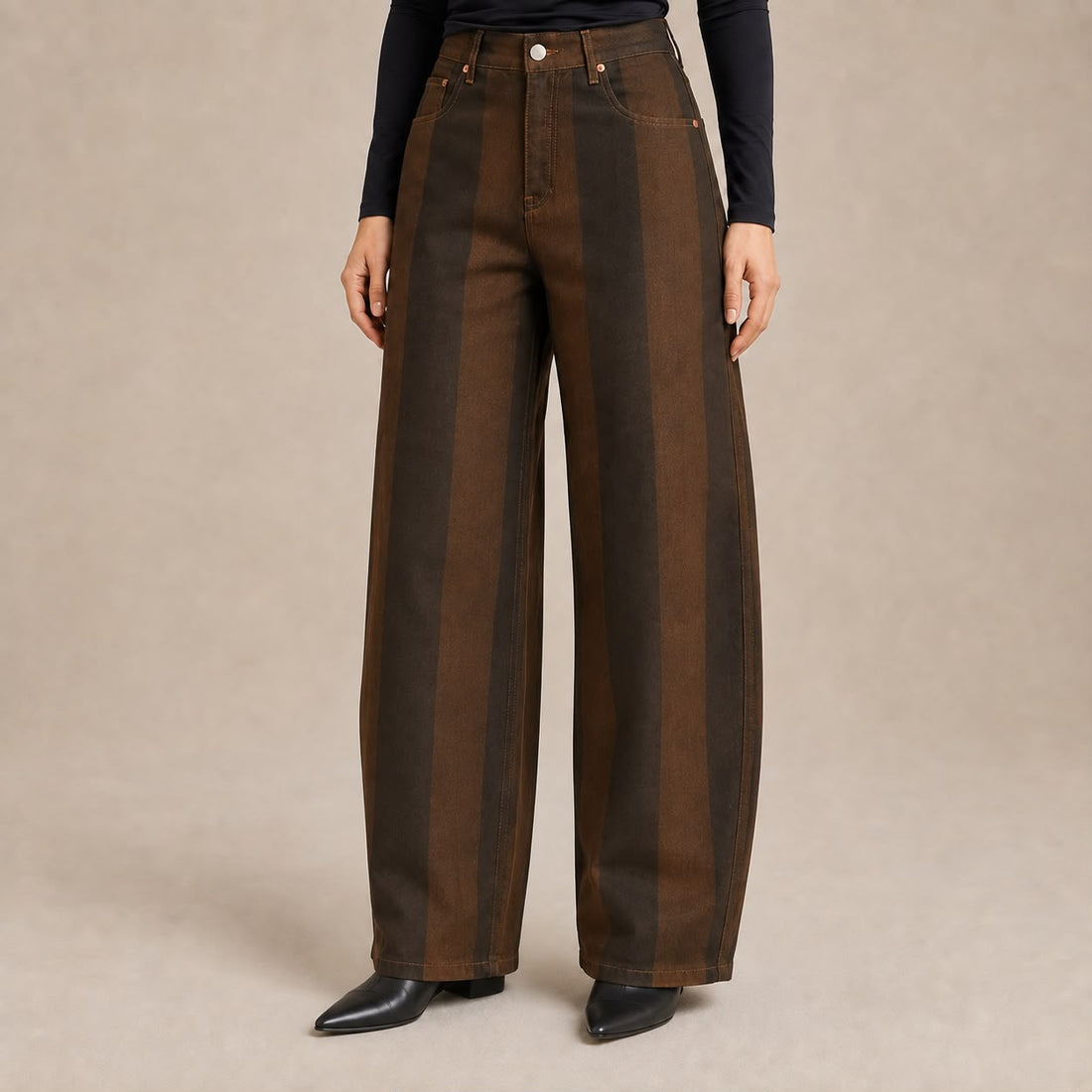 JEANS BARREL LORENZA RAYAS CAFÉ