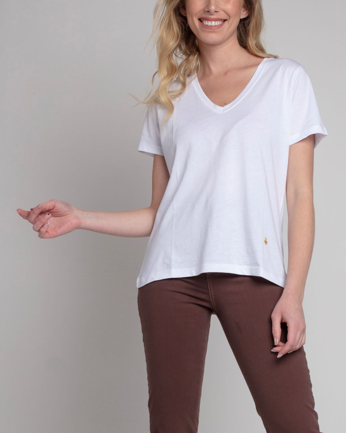 Polera básica algodón pima blanca