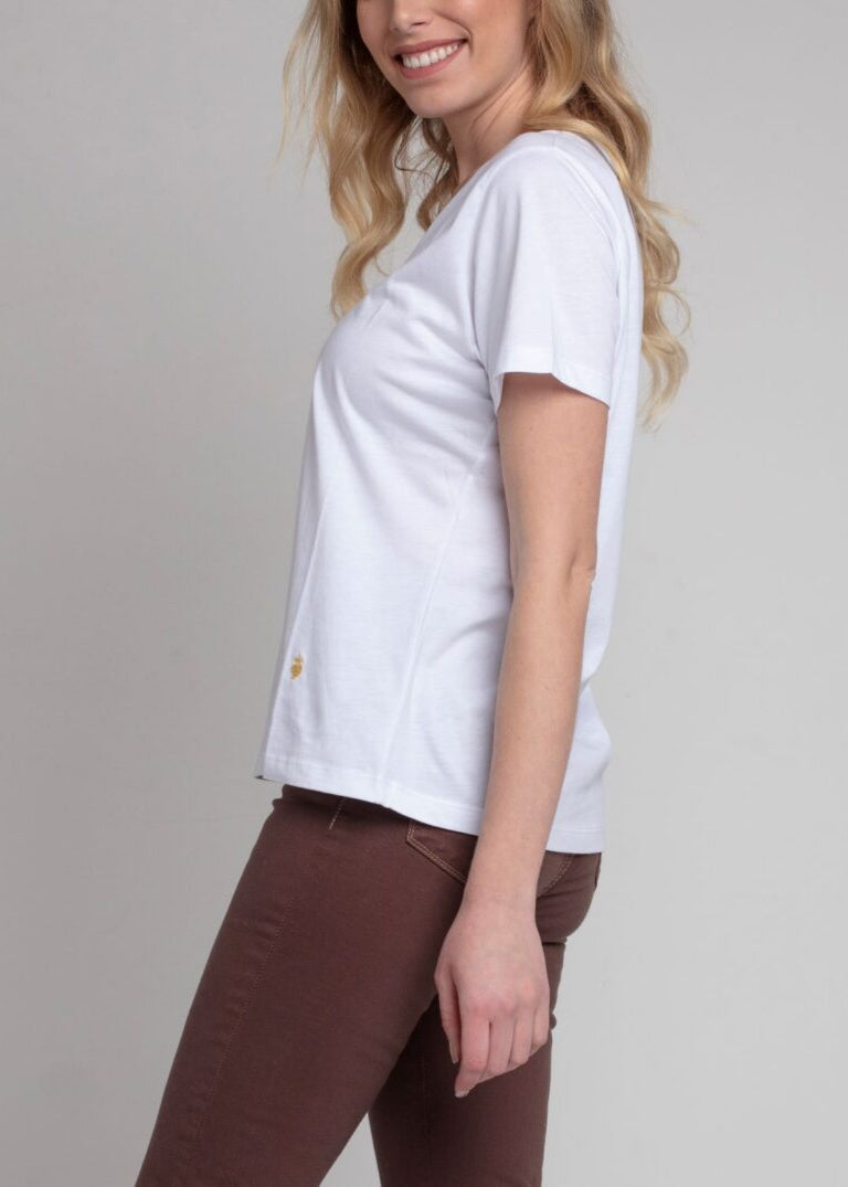 Polera básica algodón pima blanca