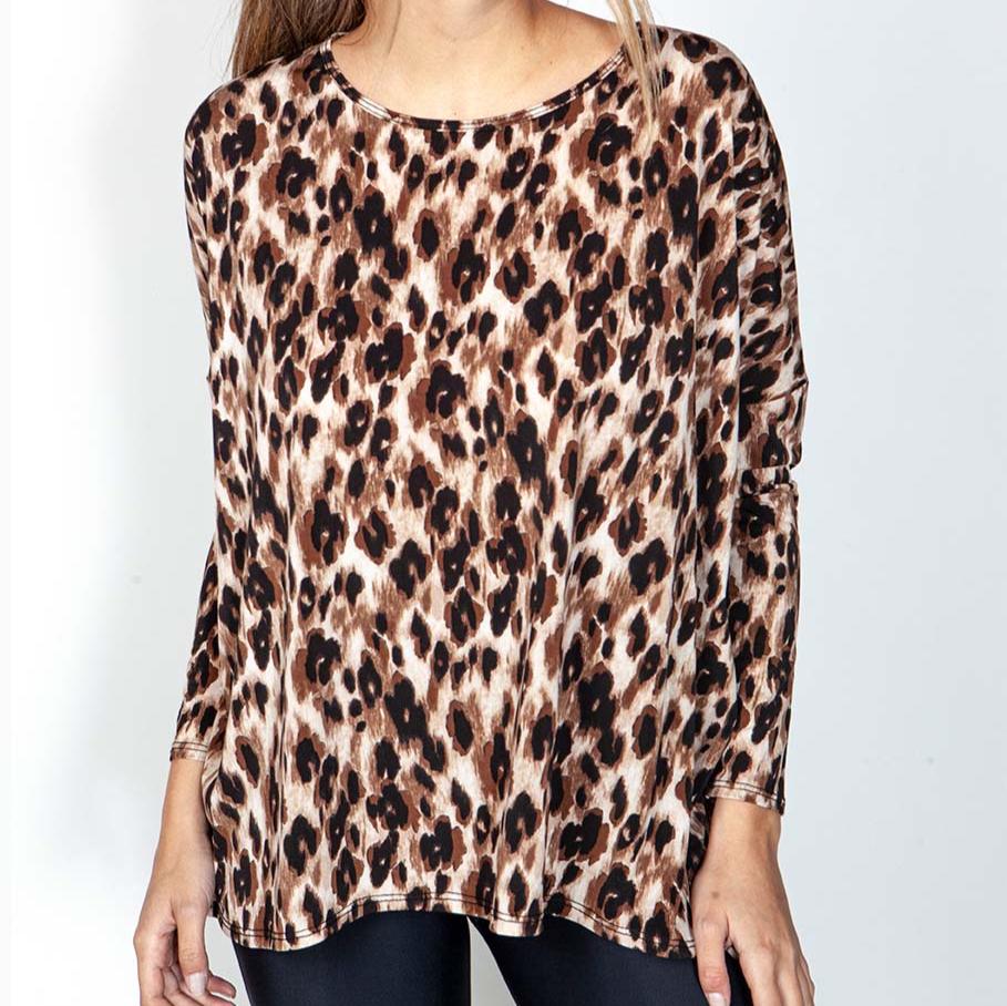 Polera print Beige